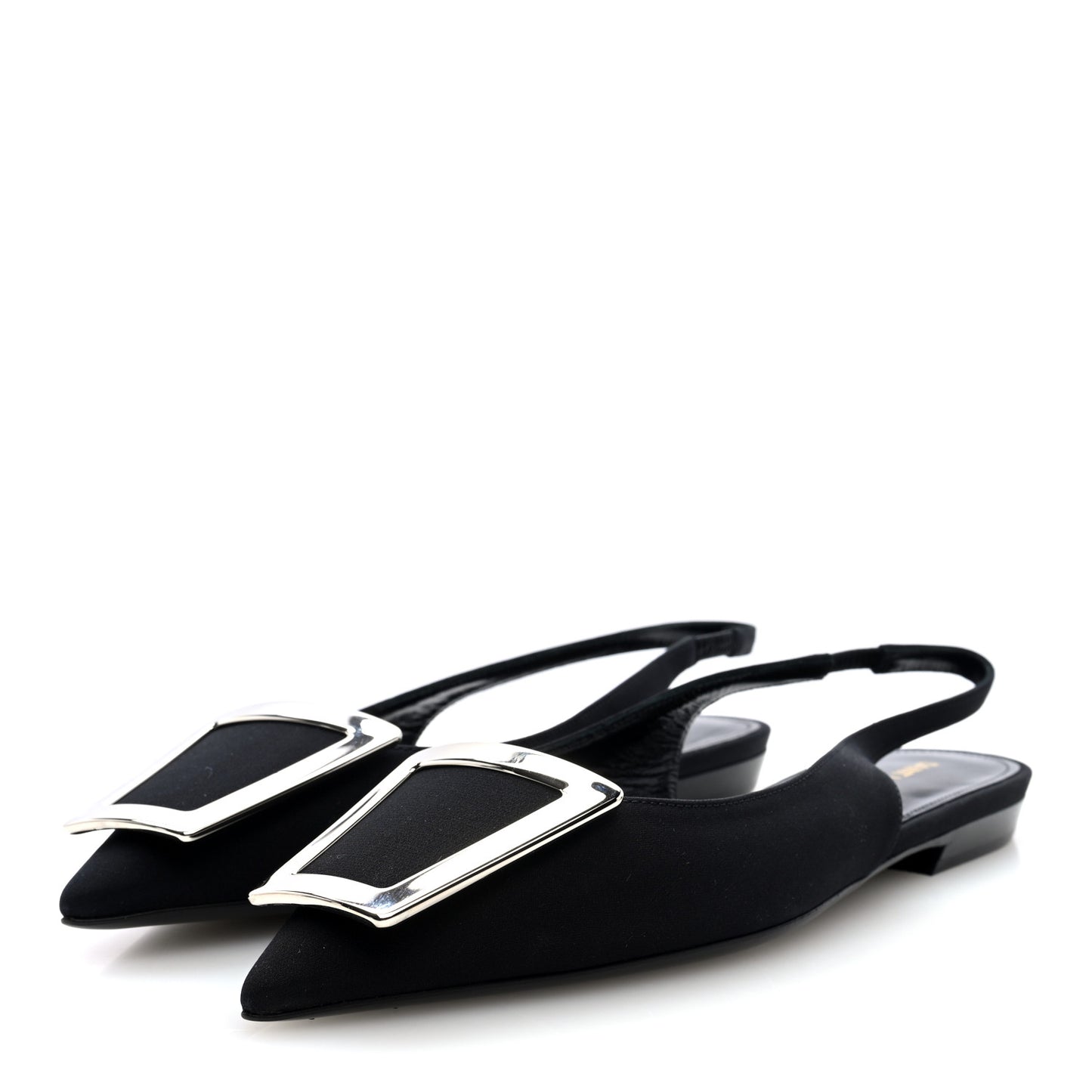Crepe De Chine Vivi 10 Plate Slingback Flats 37.5 Black