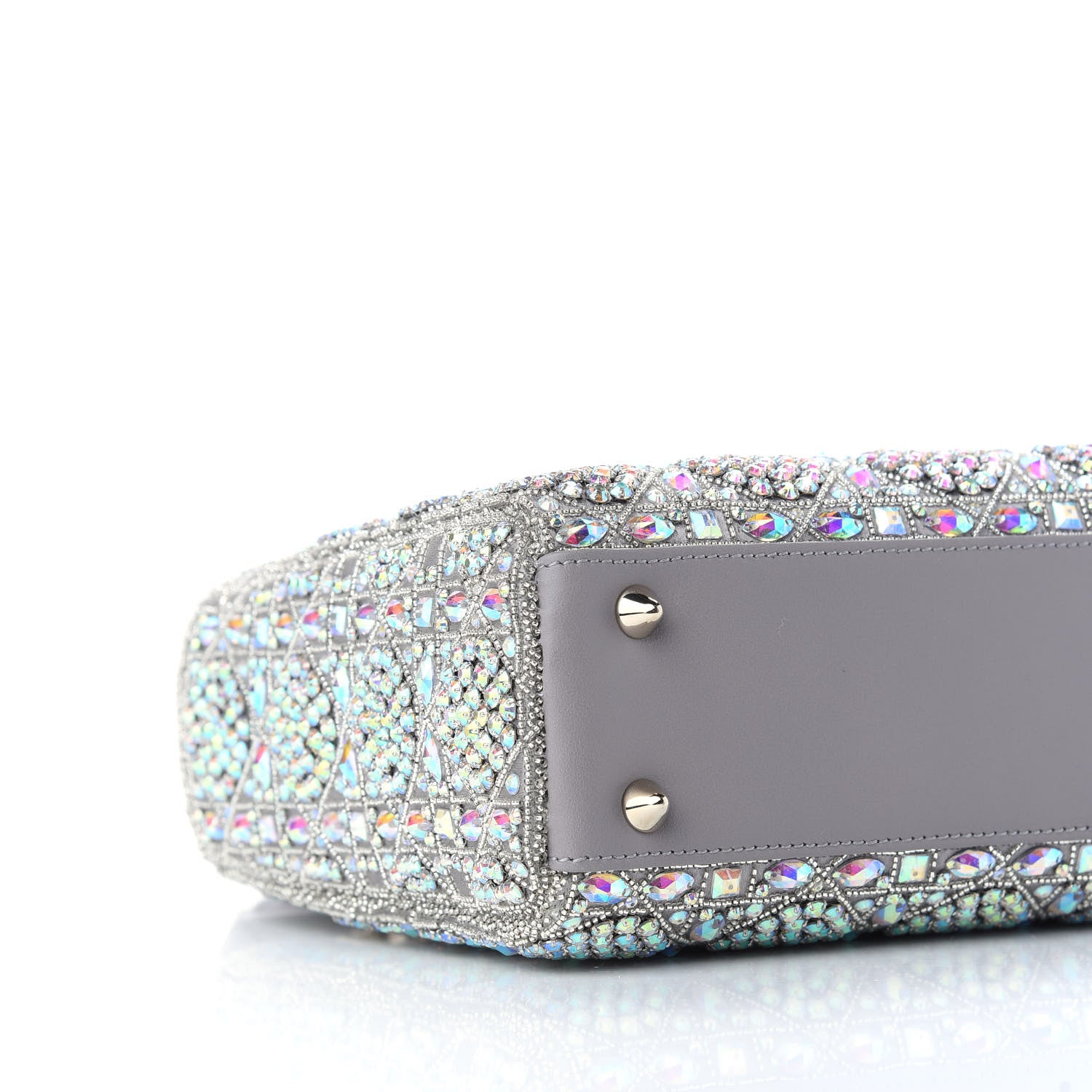 Christian Dior Metallic Calfskin Satin Celestial Bead Embroidery Small My Lady Dior Grey 8 of 10
