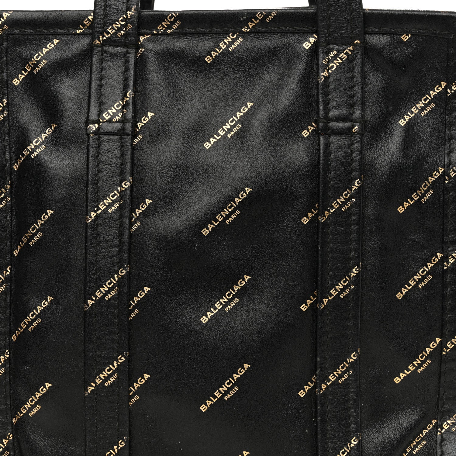 Balenciaga Calfskin Allover Logo XS Bazar Shopper Tote Black Gold 8 of 20