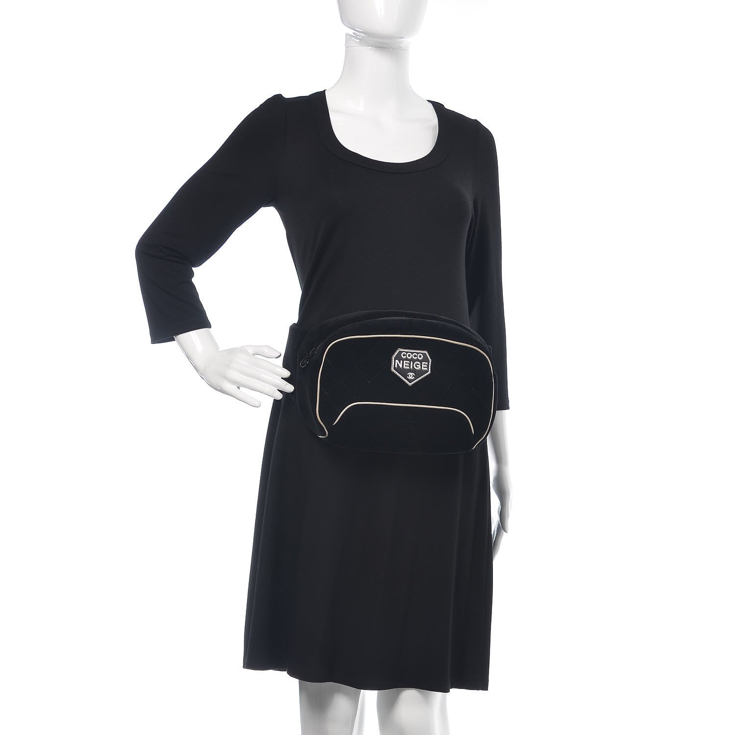 Chanel Velvet Quilted Coco Neige Waist Bag Black 2 of 9