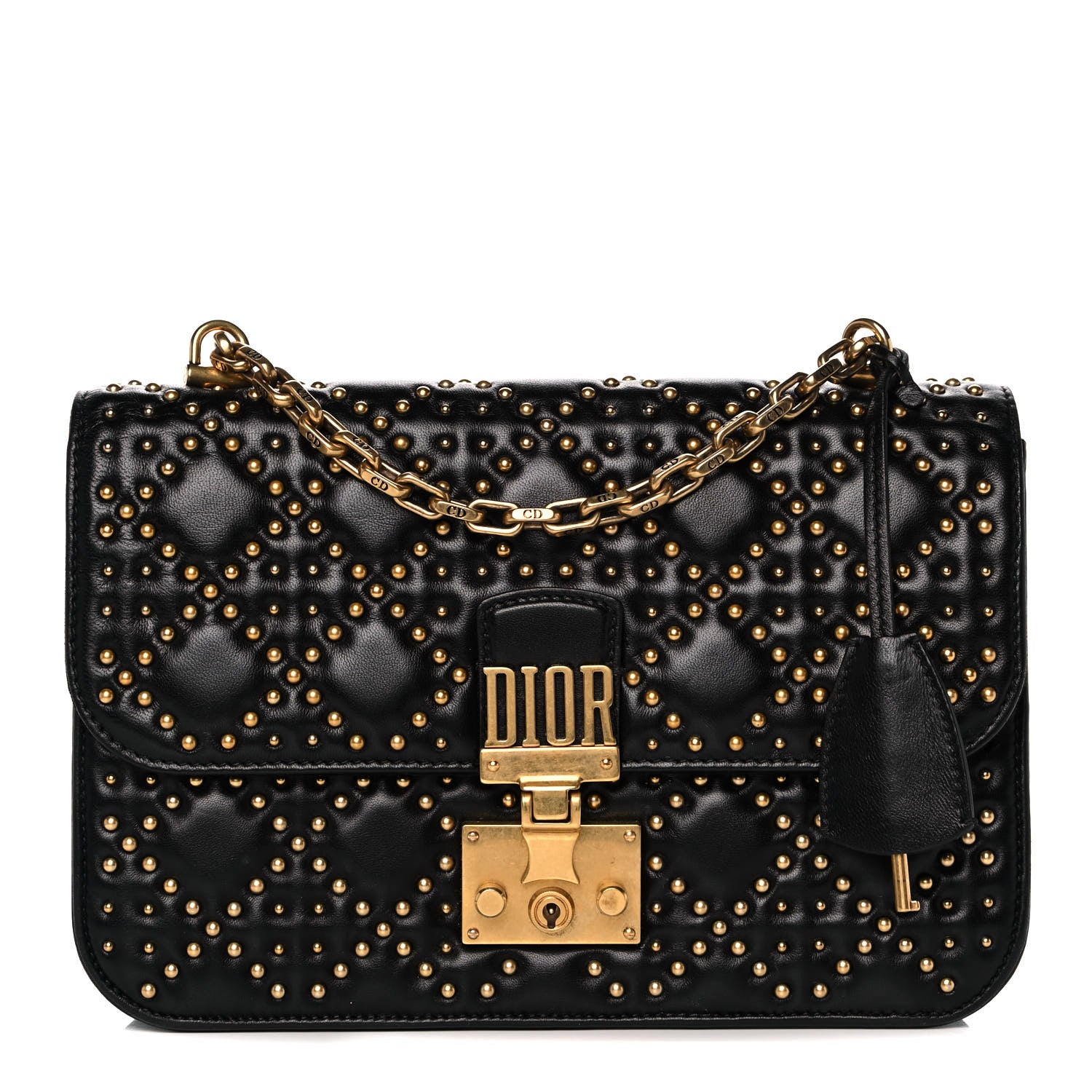 Christian Dior Lambskin Cannage Studded Large Dioraddict Flap Bag Black 1 of 14