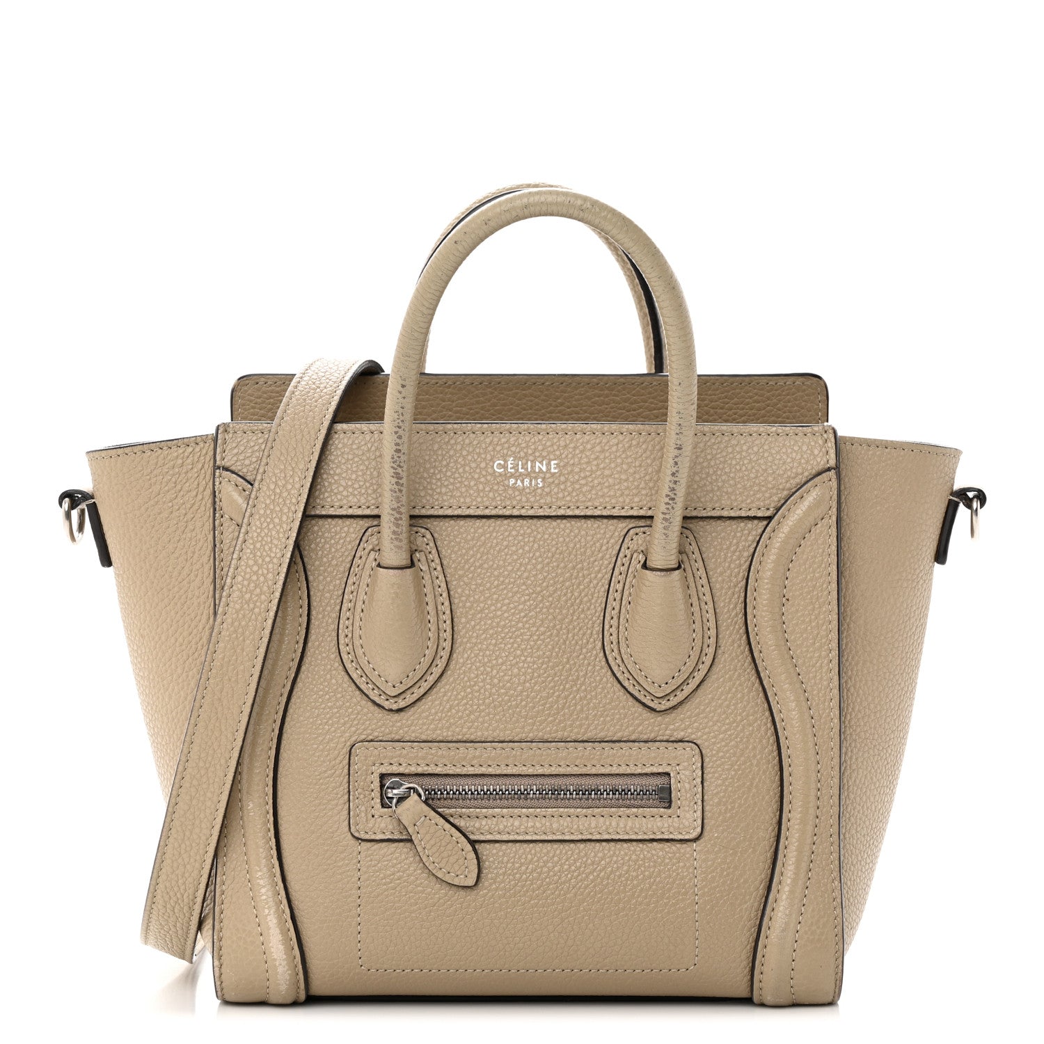 Celine Drummed Calfskin Nano Luggage Dune 1 of 33