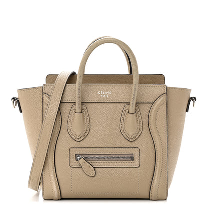 Celine Drummed Calfskin Nano Luggage Dune 1 of 33