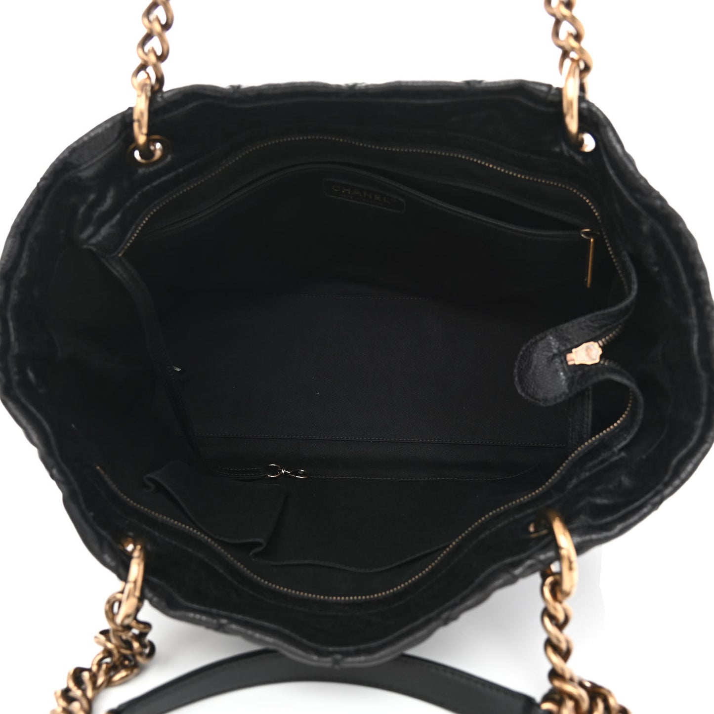 Glazed Caviar Coco Pleats Tote Black