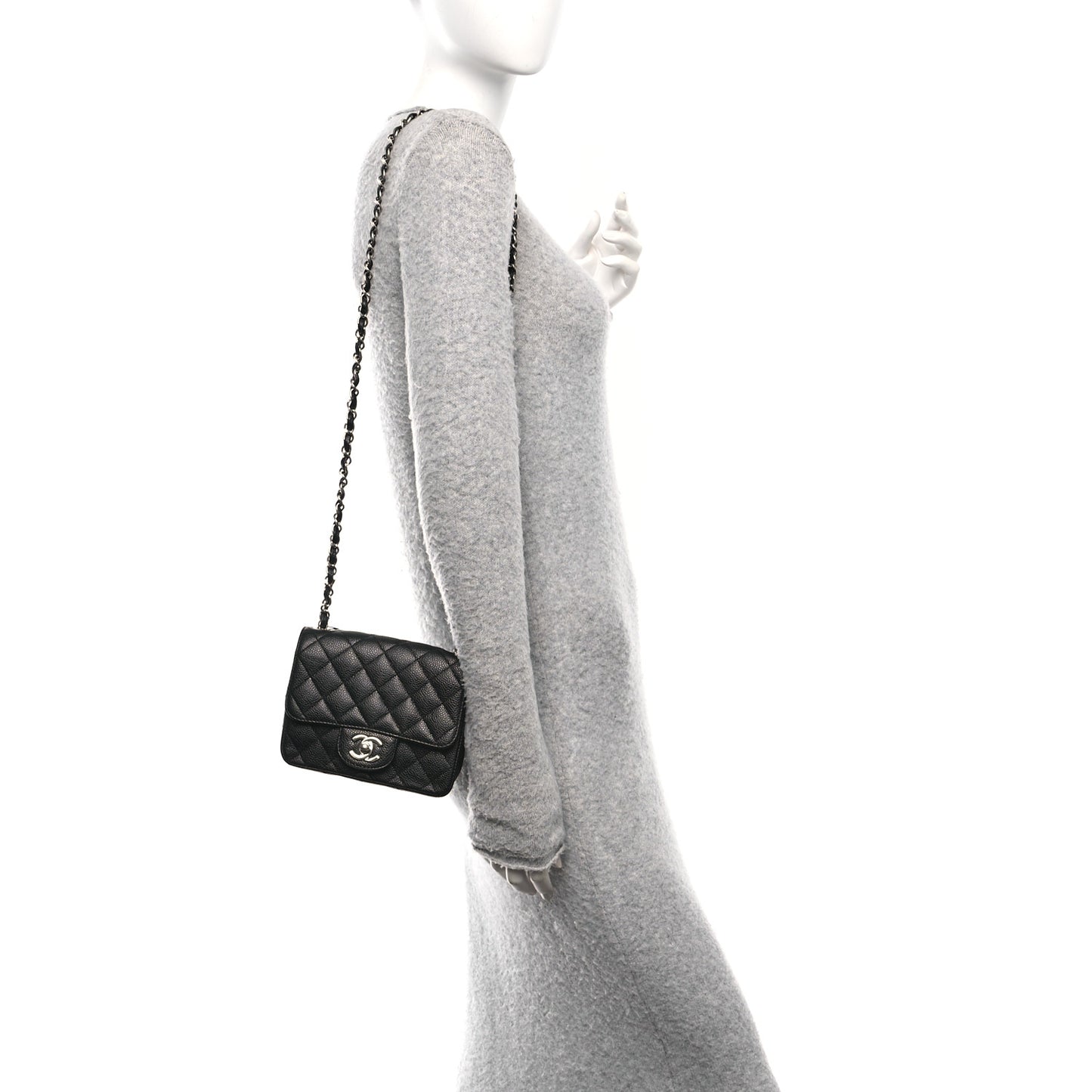 Caviar Quilted Mini Square Flap Black