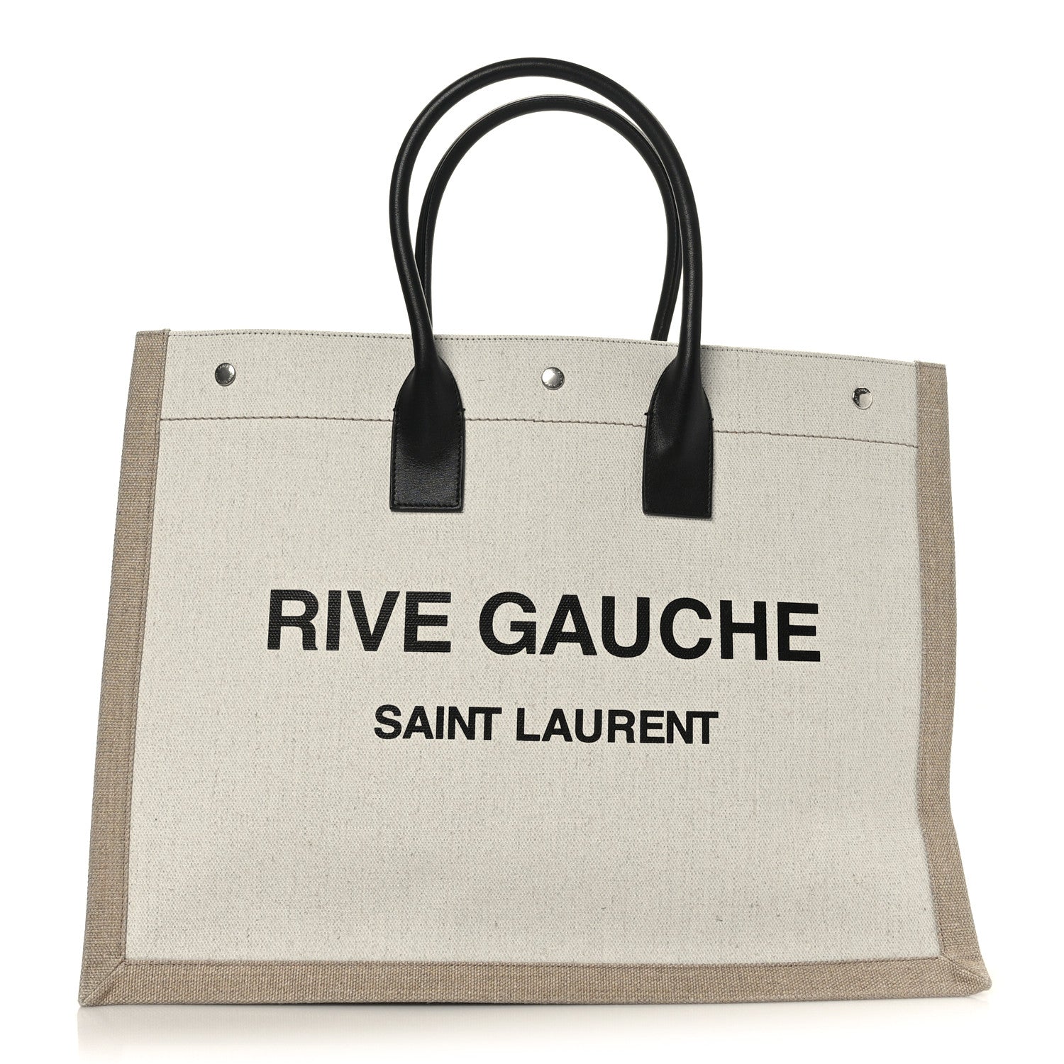 Saint Laurent Linen Calfskin Rive Gauche Tote Optic White 1 of 8