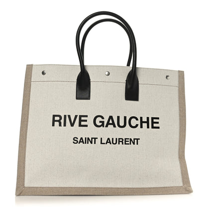Saint Laurent Linen Calfskin Rive Gauche Tote Optic White 1 of 8