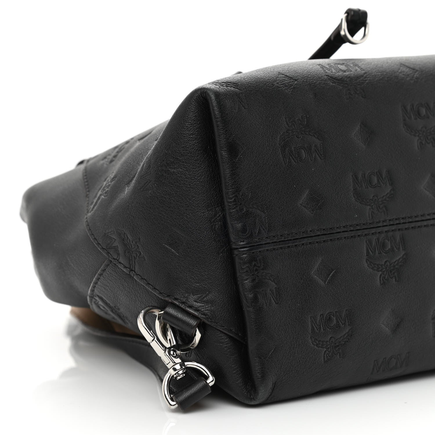 MCM Calfskin Ottomar Monogram Essential Backpack Black 9 of 14