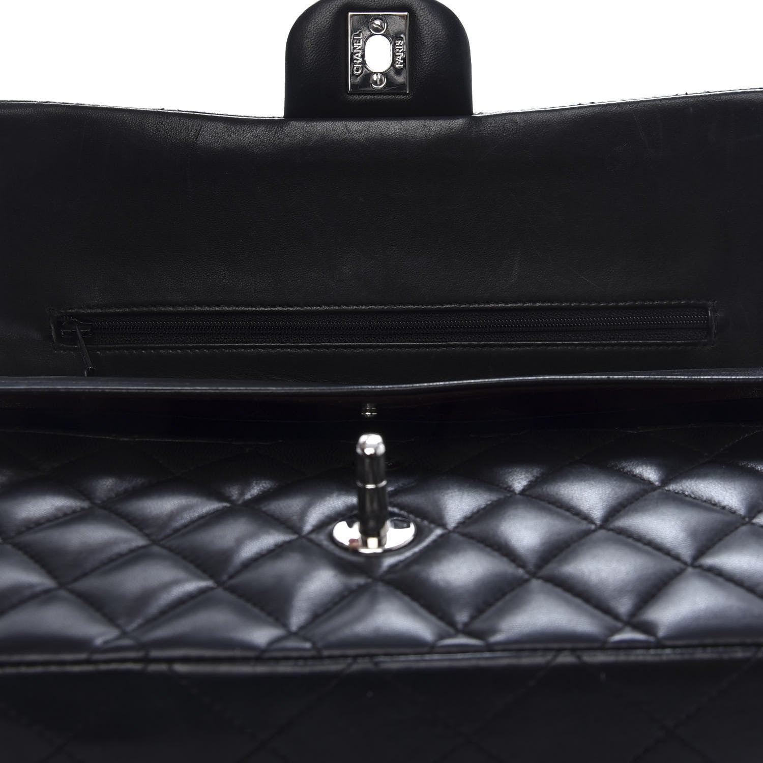 Chanel Lambskin Quilted Medium Double Flap Black 10 of 21