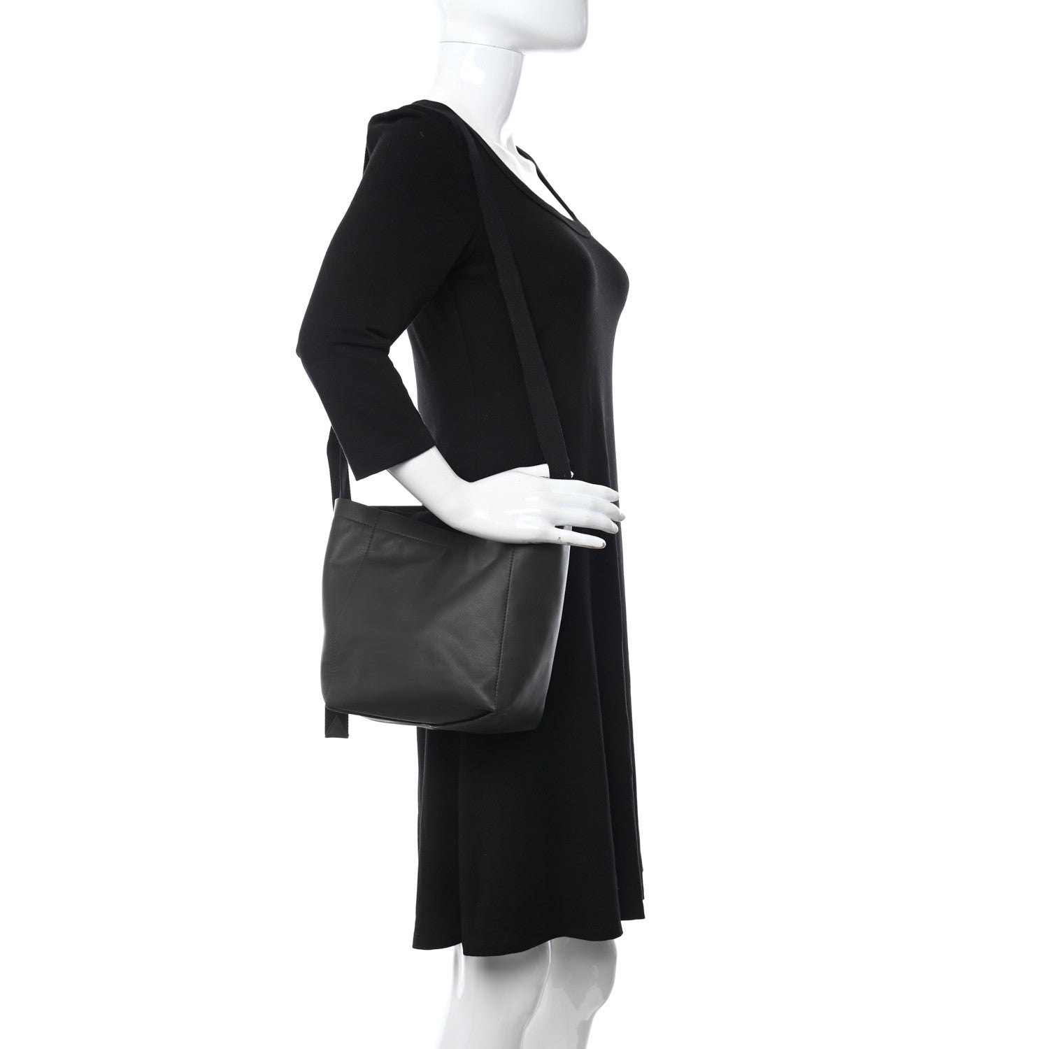 Bottega Veneta Smooth Calfskin Nylon Drawstring Bucket Bag Green 2 of 12
