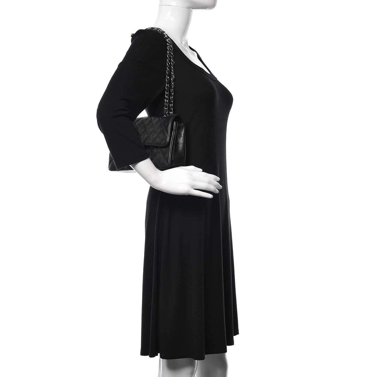 Caviar Quilted Small Double Flap Black