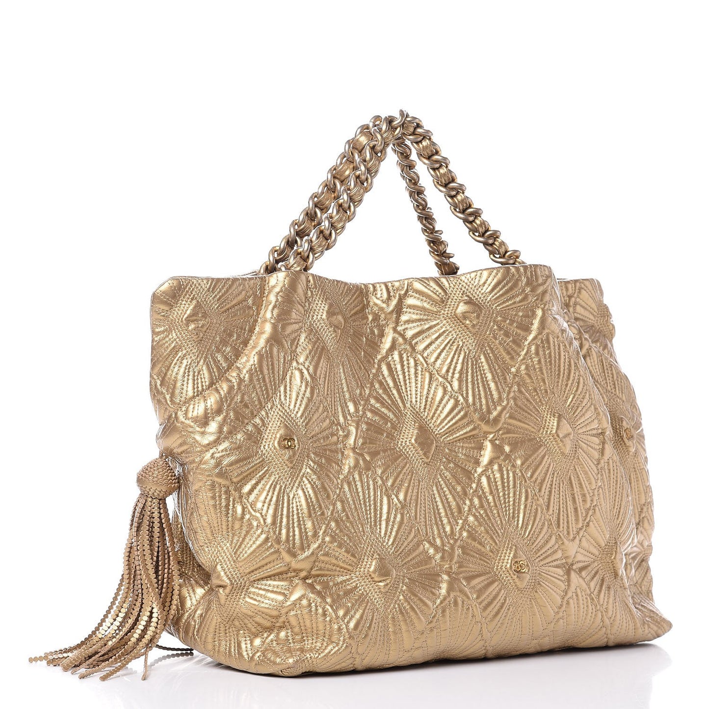 Calfskin Embroidered Ca D’Oro Tote Gold