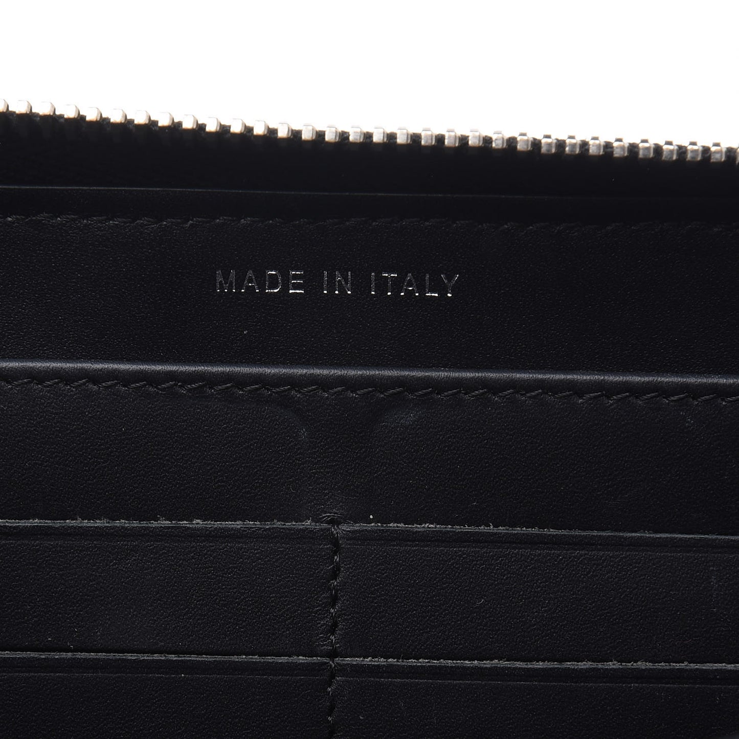 Patent Chevron Zip Around Wallet Black