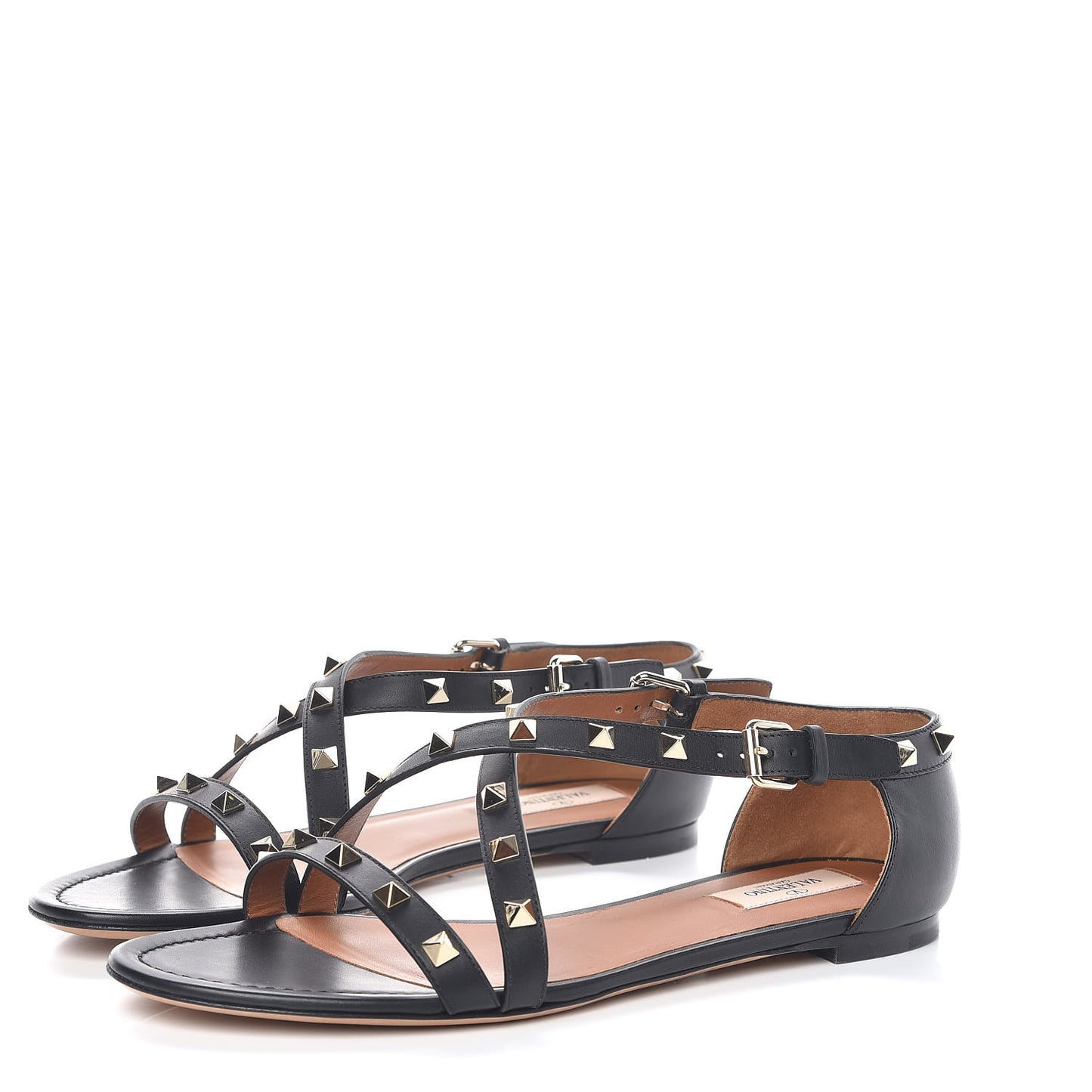 Nappa Rockstud Crisscross Sandals 41 Black
