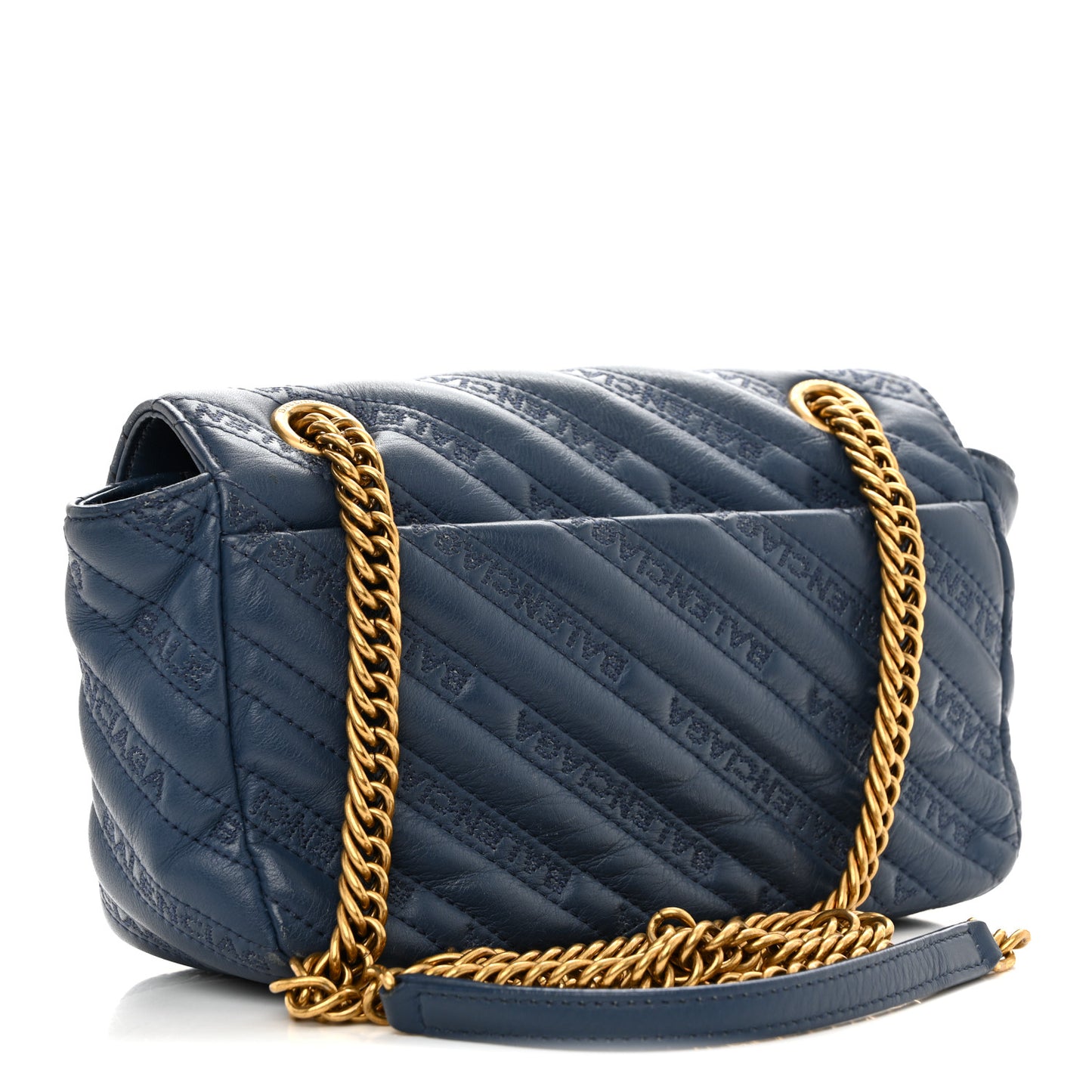 Calfskin Logo Matelasse BB Chain Wallet Bleu Tanzanite