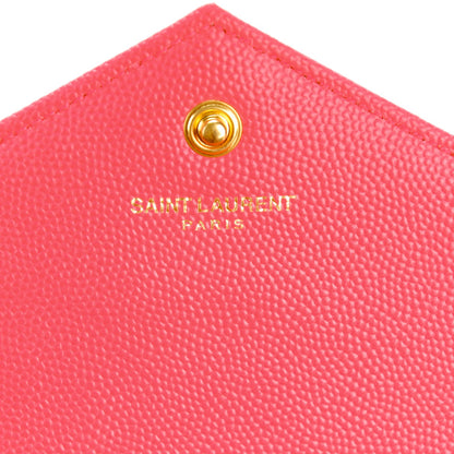 Saint Laurent Grain De Poudre Matelasse Chevron Monogram Chain Wallet Rose Clair 6 of 8