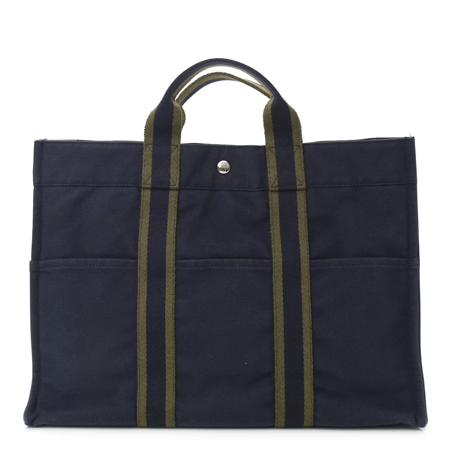 Hermes Canvas Herline GM Tote Navy 1 of 10