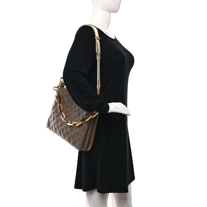 Louis Vuitton Lambskin Embossed Monogram Coussin MM Taupe 2 of 11
