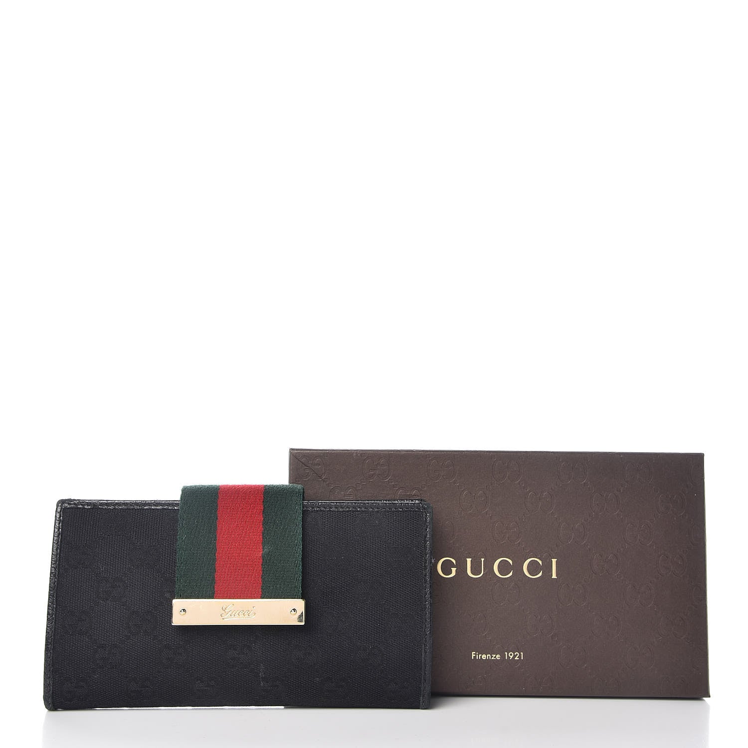 Gucci Monogram Ladies Web Continental Wallet Black 14 of 14