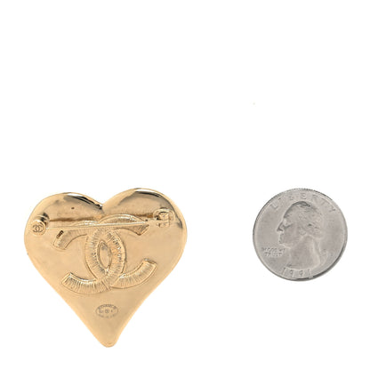Chanel Metal Enamel CC Heart Brooch Gold Black 2 of 3