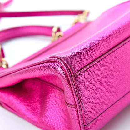 Dolce & Gabbana Metallic Dauphine Small Miss Sicily Satchel Pink 11 of 11