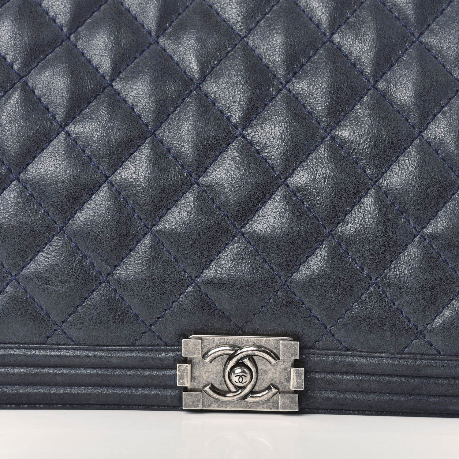 Chanel Iridescent Calfskin Quilted XL Gentle Boy Flap Blue 10 of 10