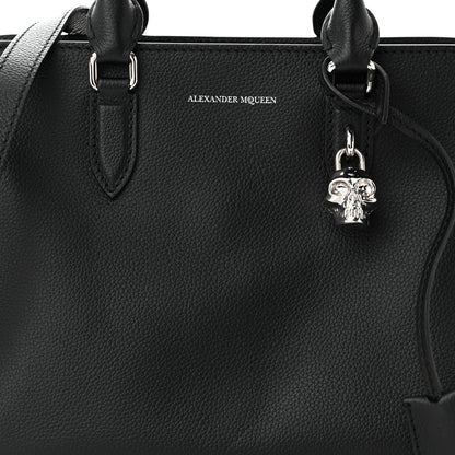 Alexander McQueen Pebbled Calfskin Small Skull Padlock Zip Around Tote Black 8 of 11