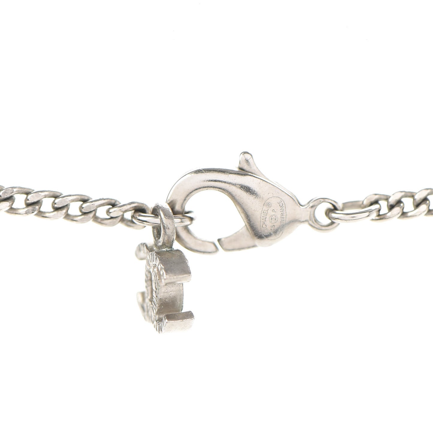 Crystal Baguette CC Necklace Silver Blue