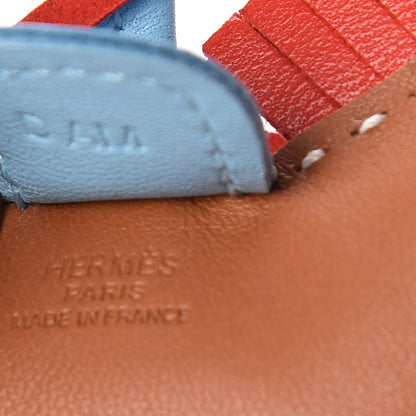 Hermes Milo Lambskin Grigri Rodeo Horse Bag Charm PM Sesame Rouge Indien Celeste 3 of 4