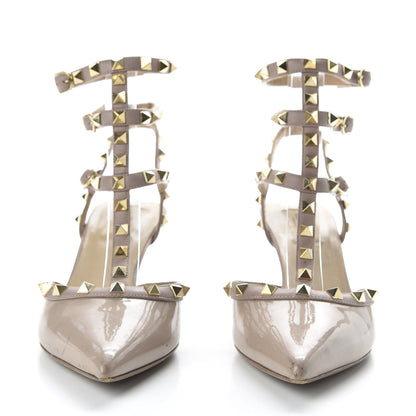 Valentino Garavani Patent Rockstud Ankle Strap Low Heel Pumps 40 Poudre 2 of 11