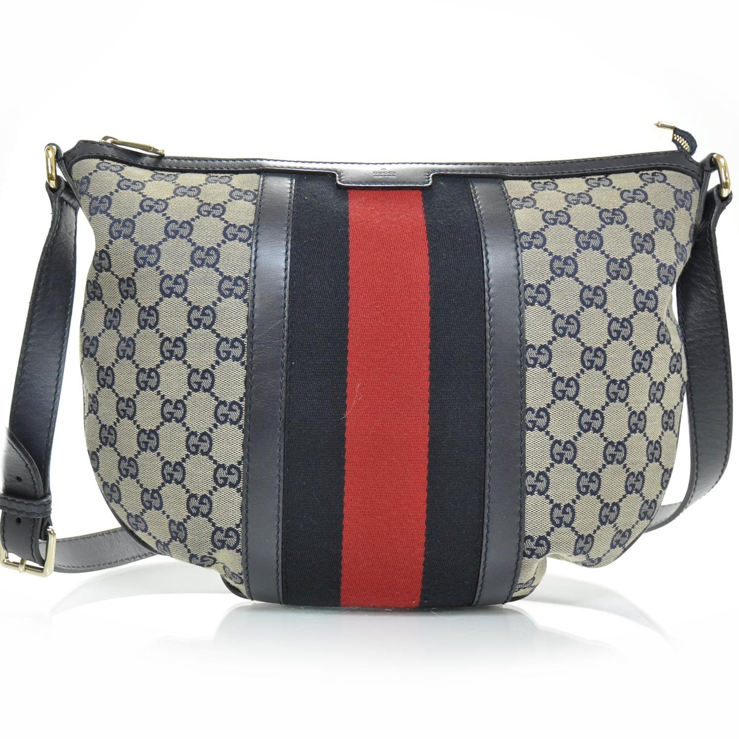 Monogram Vintage Web Medium Half Moon Hobo Navy
