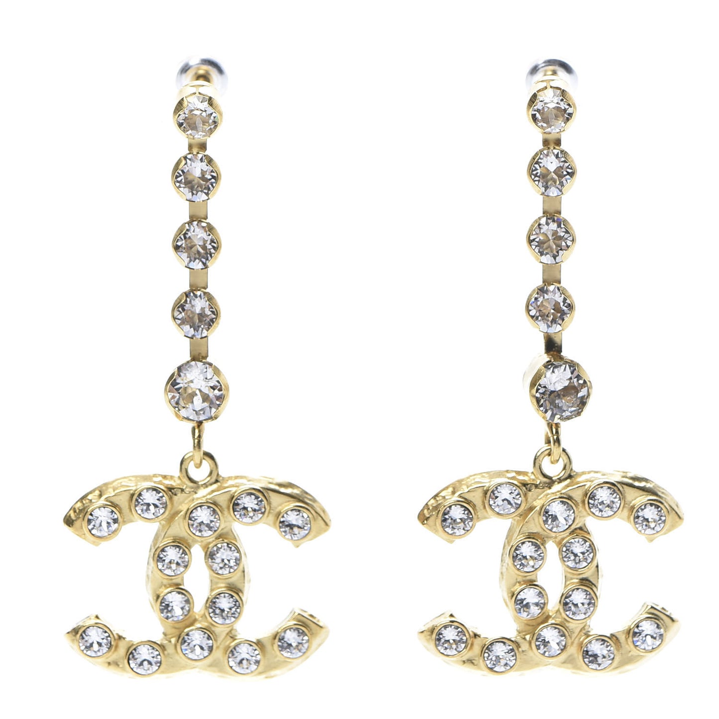 CC Crystal Drop Earrings Gold