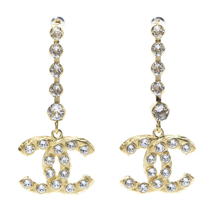 Chanel CC Crystal Drop Earrings Gold 1 of 5