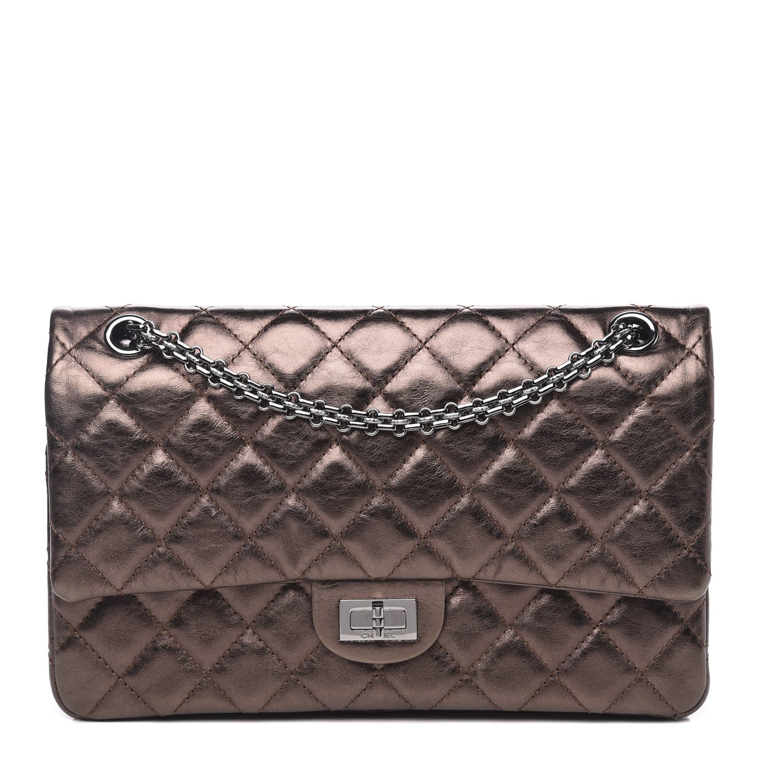Chanel Metallic Aged Calfskin Quilted 2.55 Reissue 225 Flap Bronze 1 of 12