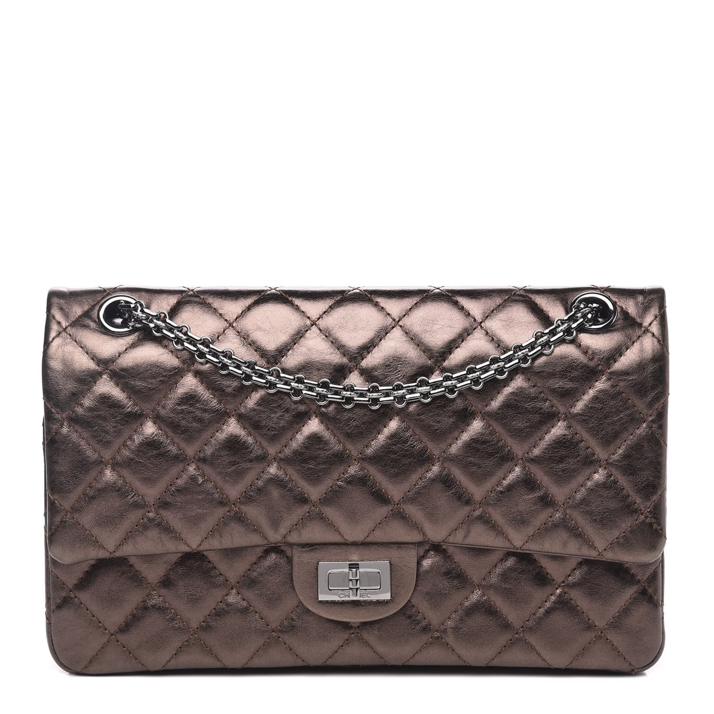 Metallic Aged Calfskin Quilted 2.55 Reissue 225 Flap Bronze