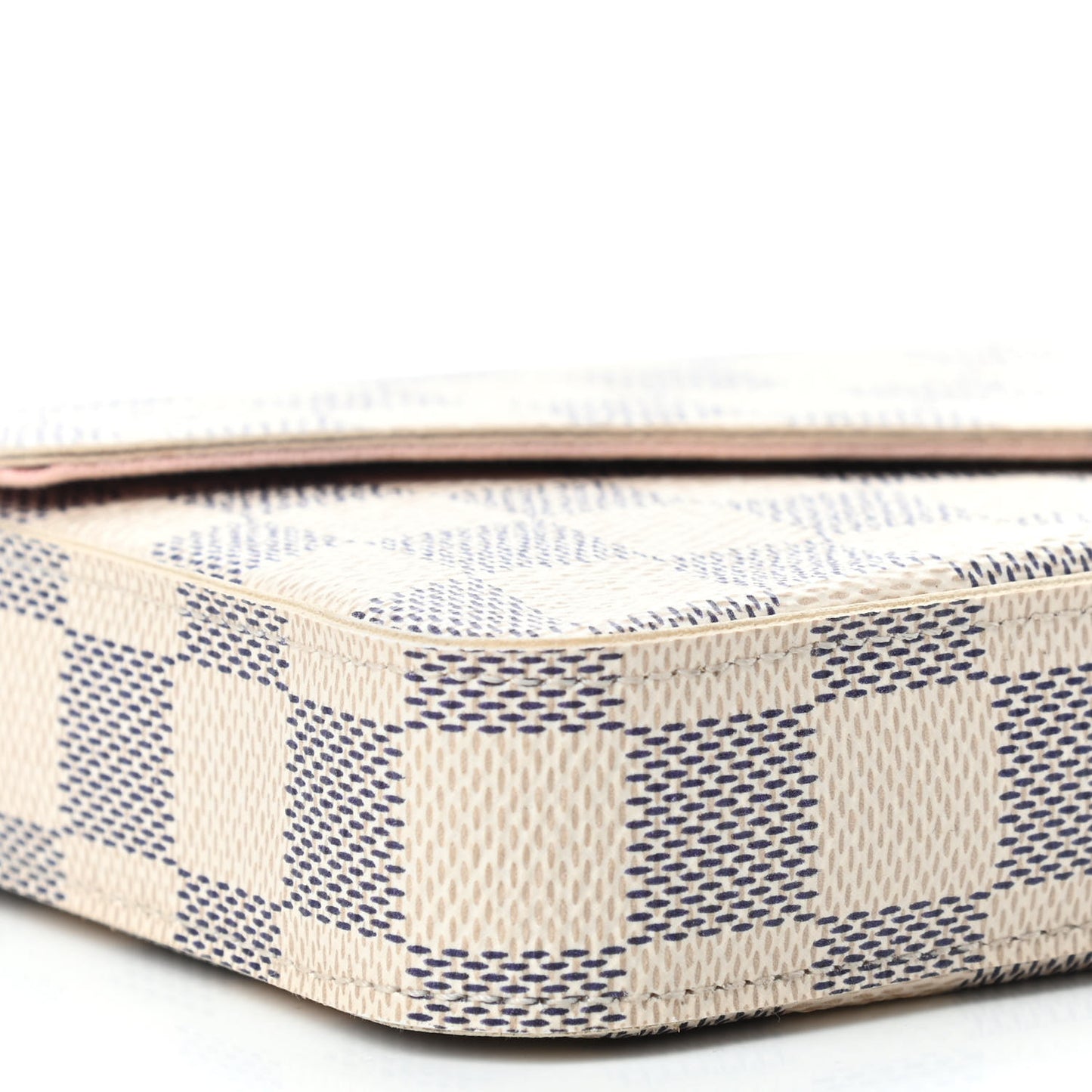 Damier Azur Pochette Felicie Chain Wallet Rose Ballerine