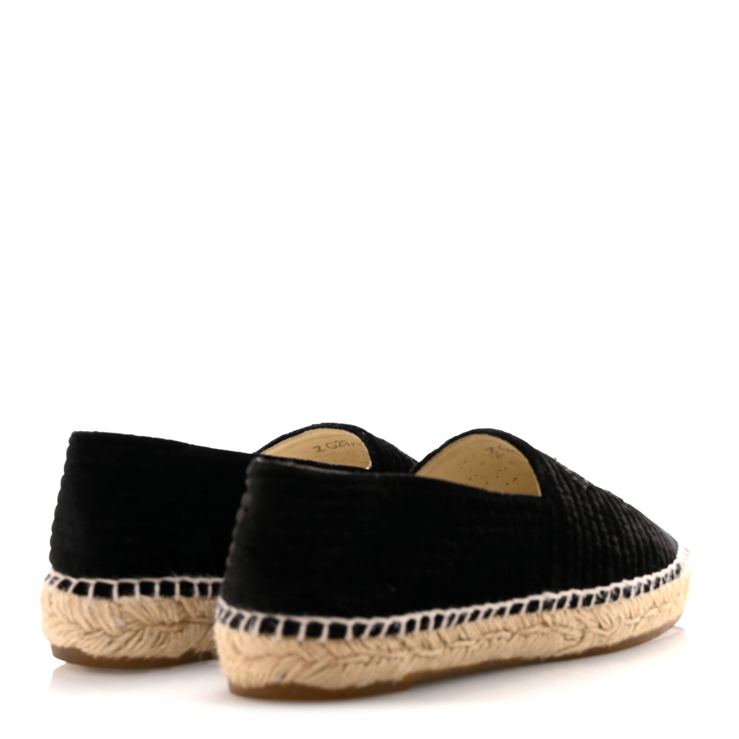 Velvet Grosgrain Quilted CC Espadrilles 35 Black