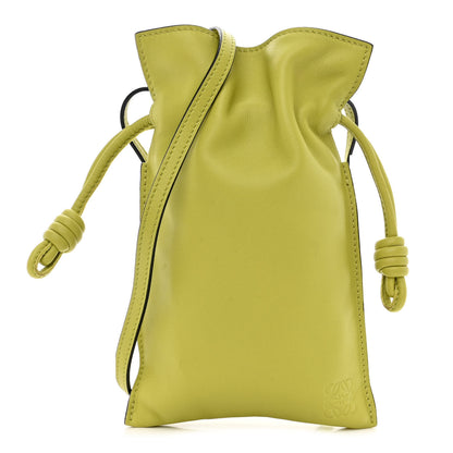 Loewe Calfskin Mini Drawstring Flamenco Knot Crossbody Pocket Bag Lime Green 1 of 10