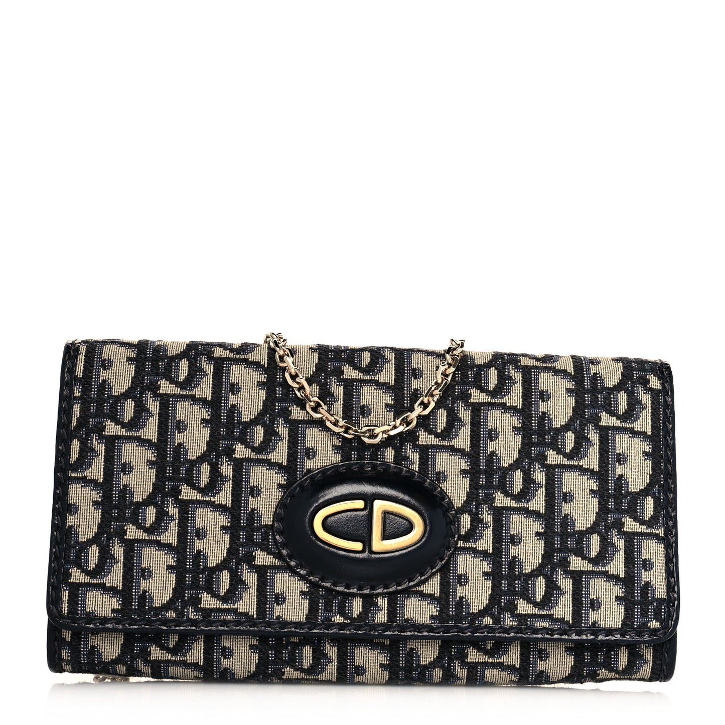 Oblique Chain Long Wallet Blue