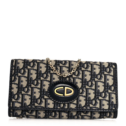 Christian Dior Oblique Chain Long Wallet Blue 1 of 9