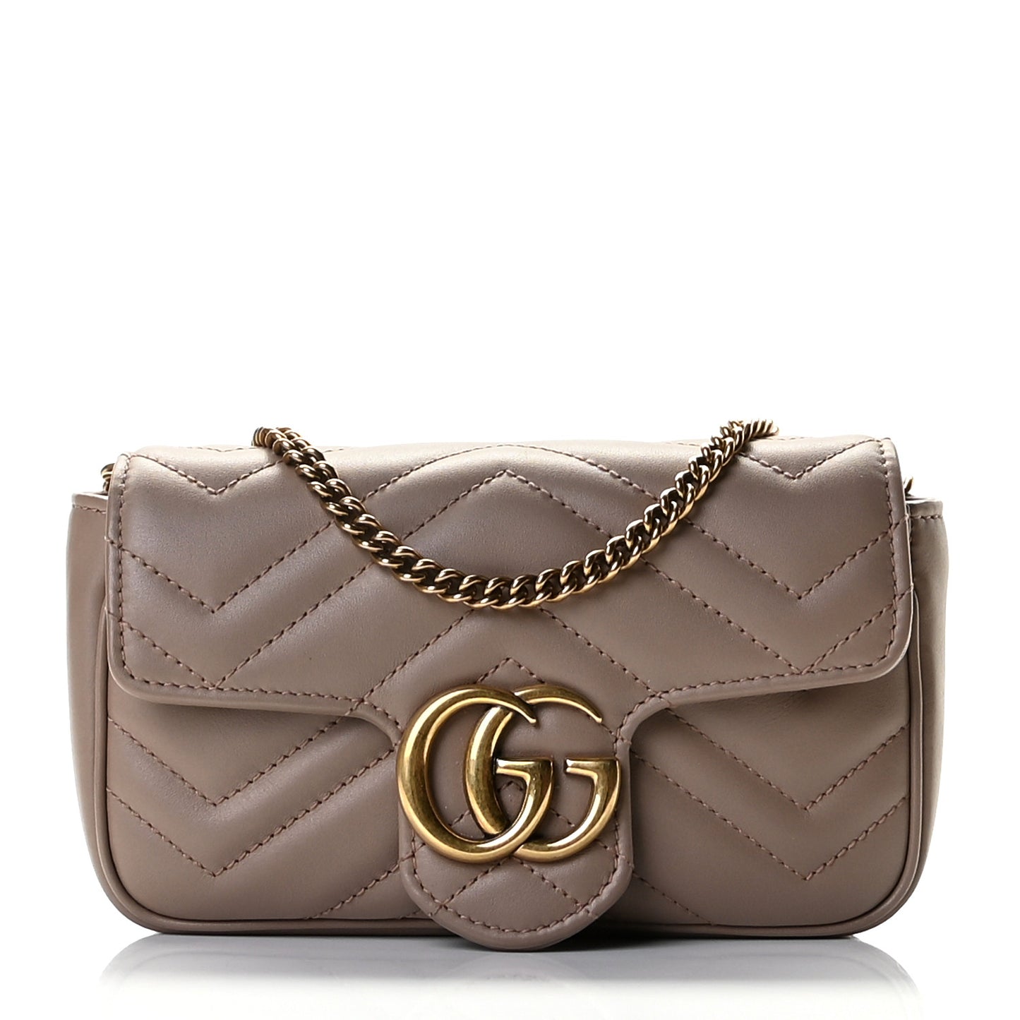 Calfskin Matelasse Super Mini GG Marmont Shoulder Bag Porcelain Rose
