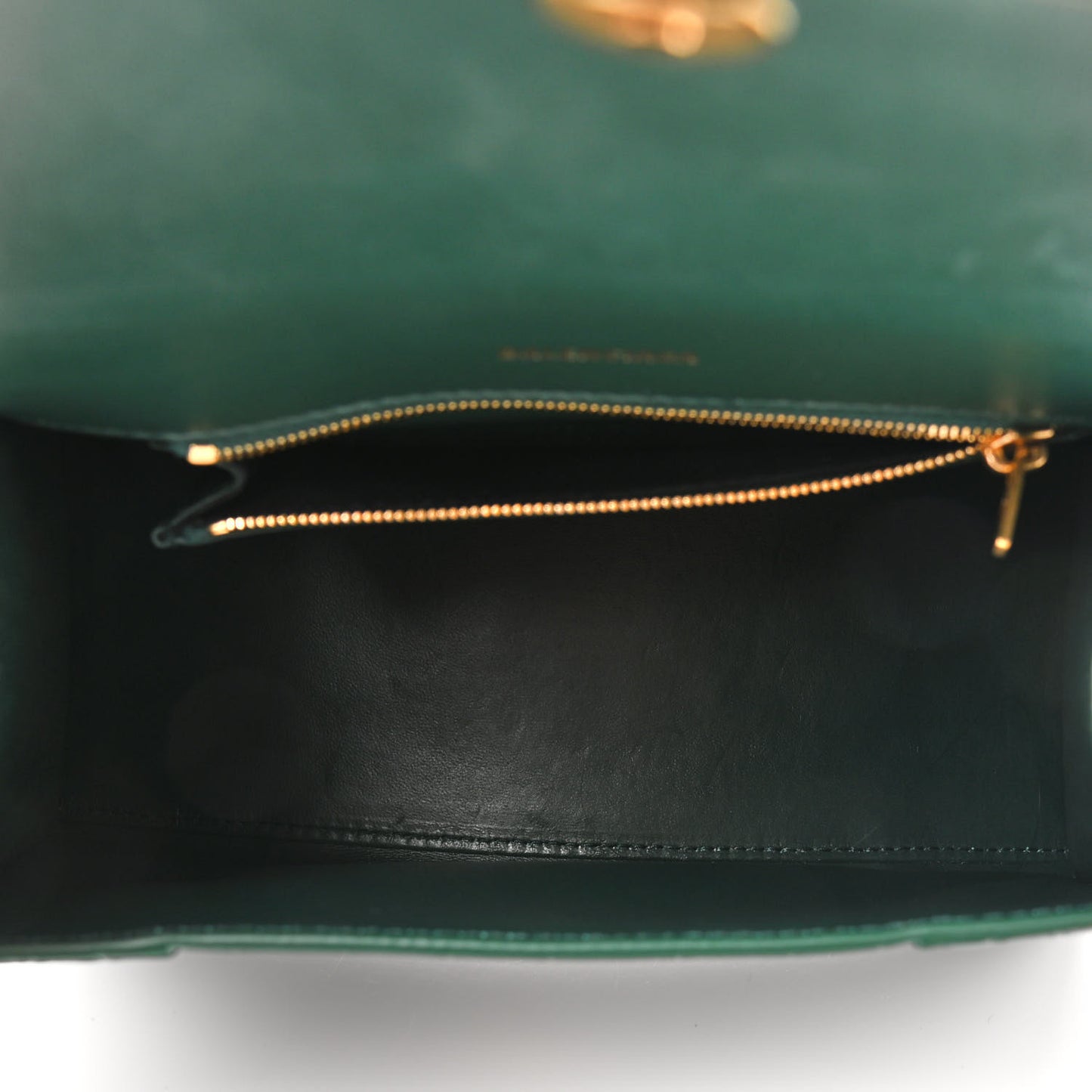 Shiny Calfskin Crocodile Embossed Small Hourglass Top Handle Bag Forest Green