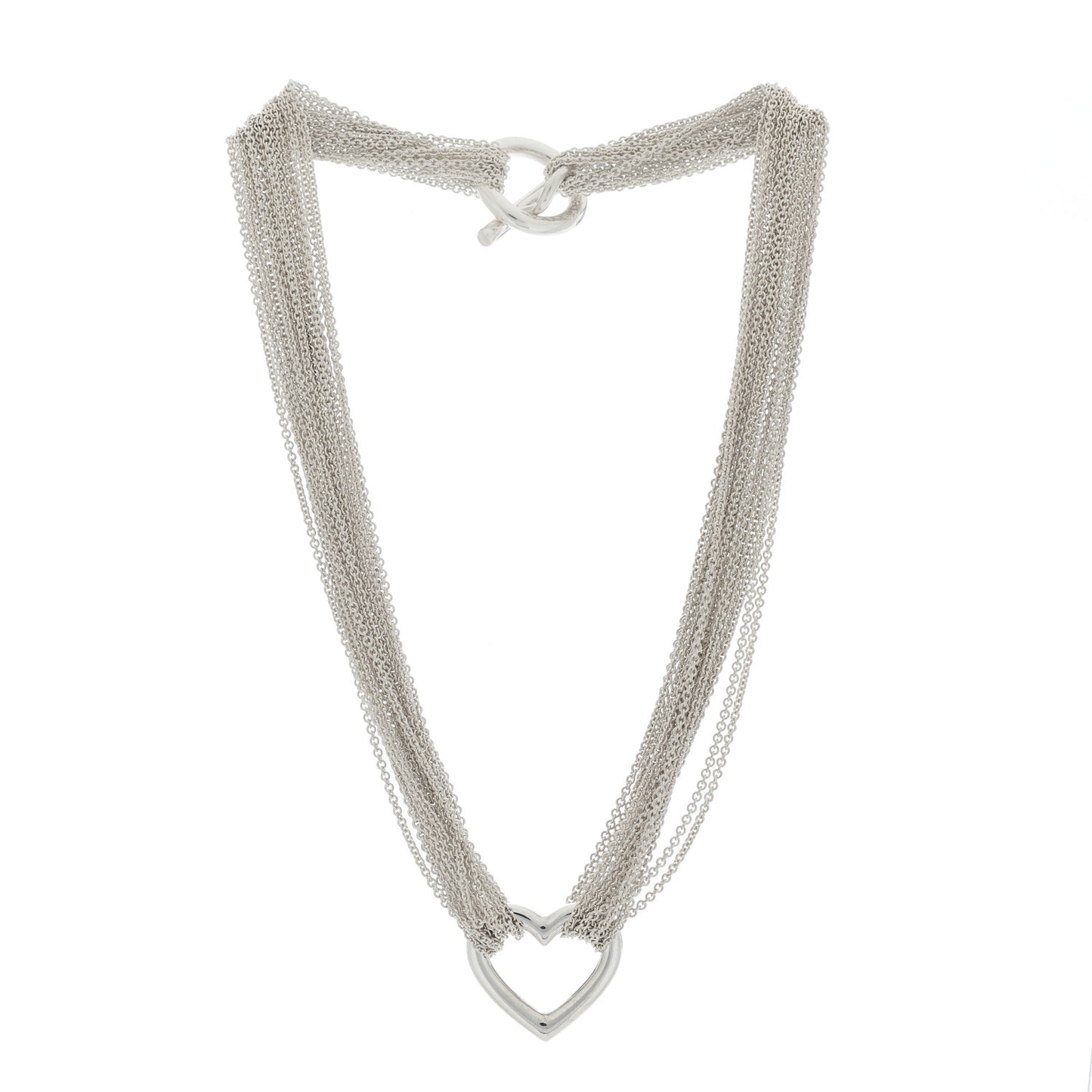 Sterling Silver Heart Multi Chain Toggle Necklace