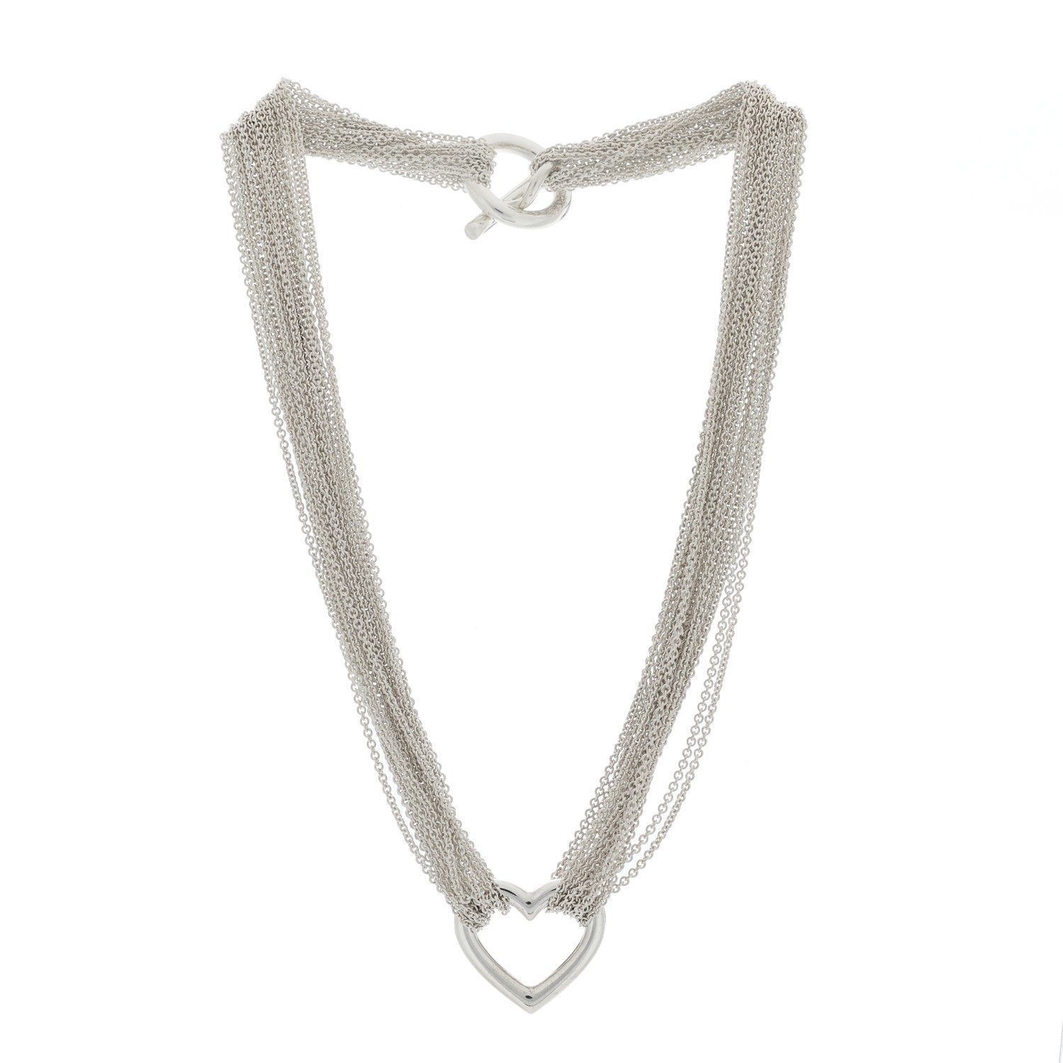 Tiffany Sterling Silver Heart Multi Chain Toggle Necklace 2 of 3