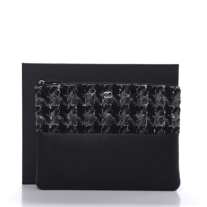 Chanel Caviar Tweed Quilted Medium Cosmetic Pouch Black 10 of 10