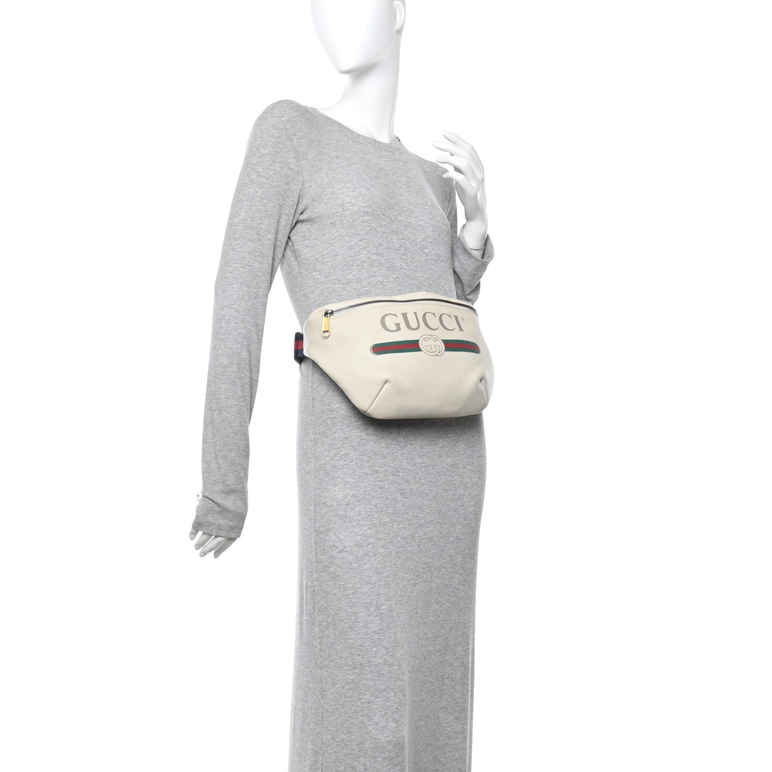 Gucci Grained Calfskin Logo Belt Bag White 2 of 10
