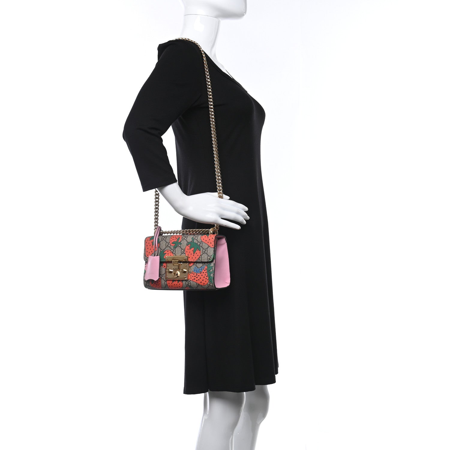 Gucci GG Supreme Monogram Strawberry Small Padlock Shoulder Bag 2 of 8