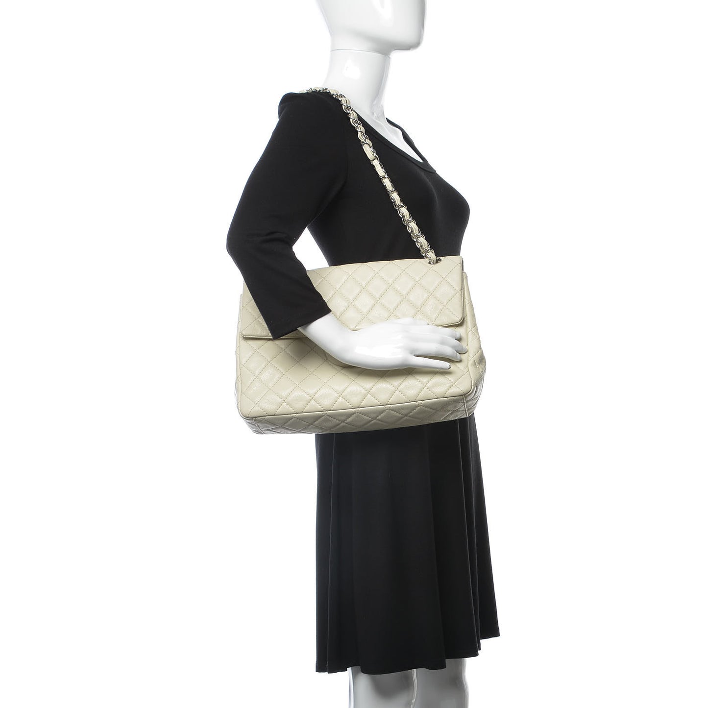 Caviar Quilted Maxi Single Flap White