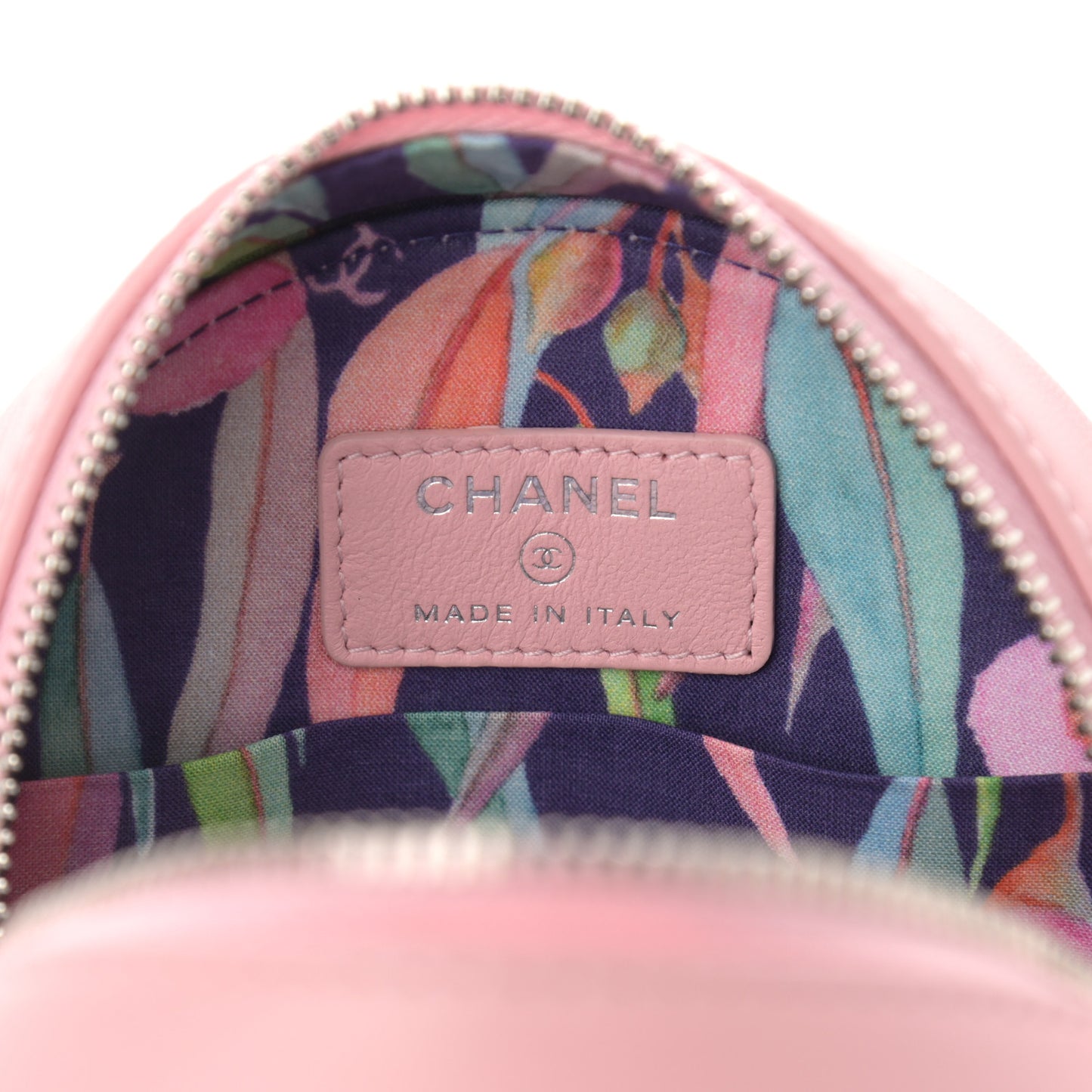 Lambskin Stitch Round Clutch With Chain Pink