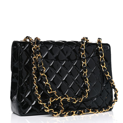 Chanel Patent Quilted XL Jumbo Single Flap Black 4 of 14